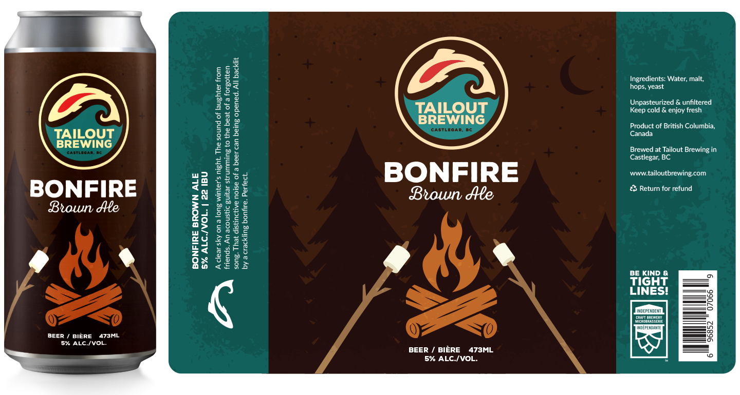Tailout Brewing Bonfire Brown Label Design
