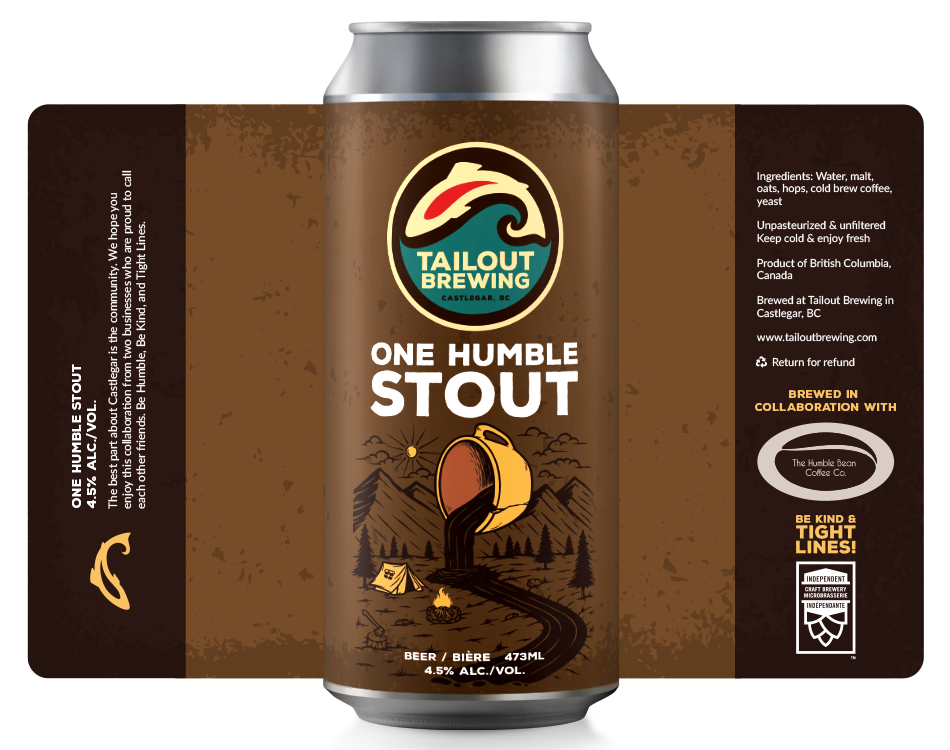 Tailout Brewing One Humble Stout Label Design