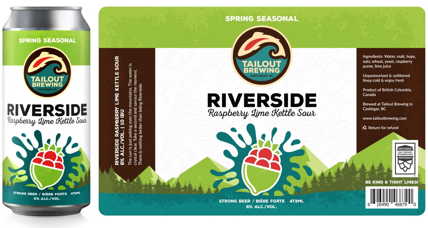 Tailout Brewing Riverside Raspberry Lime Label Design